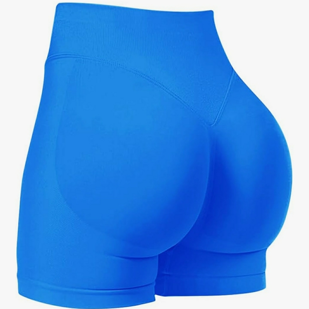 SEAMLESS NWOT Butt Enhancing High Rise Short - Ribbed Sides/Waist - Blue S - Picture 2 of 8
